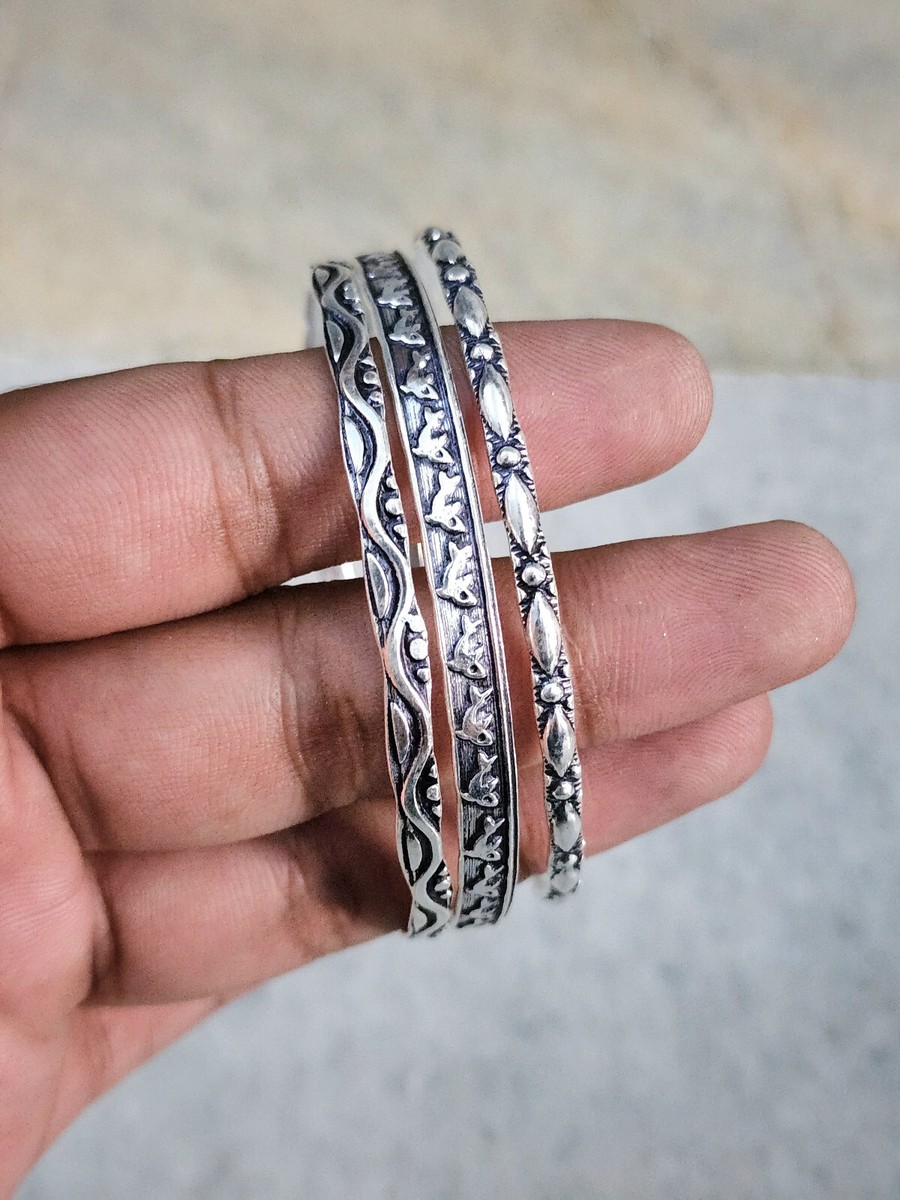 Designer Handmade Bangle Solid 925 Sterling Silver Gift On