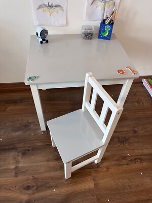 Kids Study Table and Chairs set in White