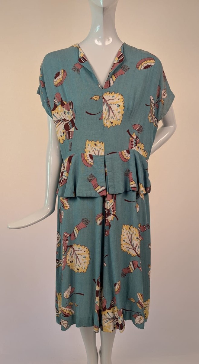 VINTAGE 1940'S BEAUTIFUL SOUTHWEST PRINT LINEN DRESS W PEPLUM WAIST | eBay VINTAGE 1940'S BEAUTIFUL SOUTHWEST PRINT LINEN DRESS W PEPLUM WAIST | eBay