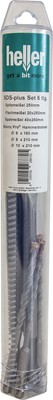 Einsteckwerkzeugset SDS-plus 6-teilig mit Spitz/Flach/Spat+ SDS Bohrer HELLER