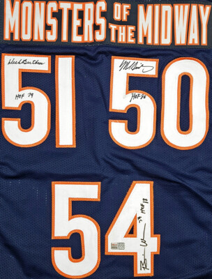 Butkus Singletary Urlacher Signed Bears Monsters of the Midway