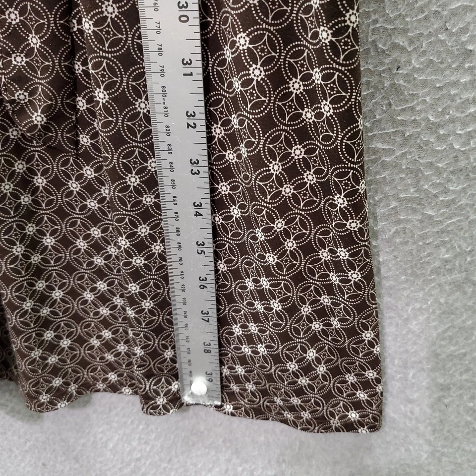 Vestido para mujer Apt 9 grande marrón geométrico maxi imitación envoltura volantes manga 3/4 cuello en V Foto 4 de 4