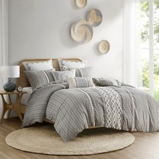 INK IVY Imani Cotton Printed Duvet Cover Set with Chenille