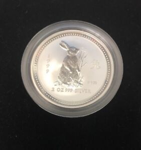 BU 1999 Lunar Zodiac Proof Silver Year of the Rabbit 1 Oz 999 Fine Silver Coin
