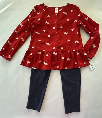 Carter’s Girl Size Valentine’s Day Top And Leggings NWT