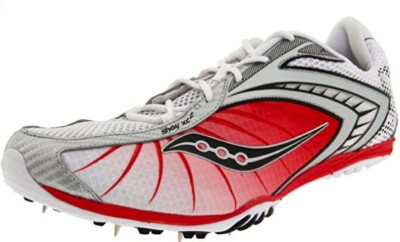 SAUCONY Shay XC2 Cross Country Track Cleats Silver/Red