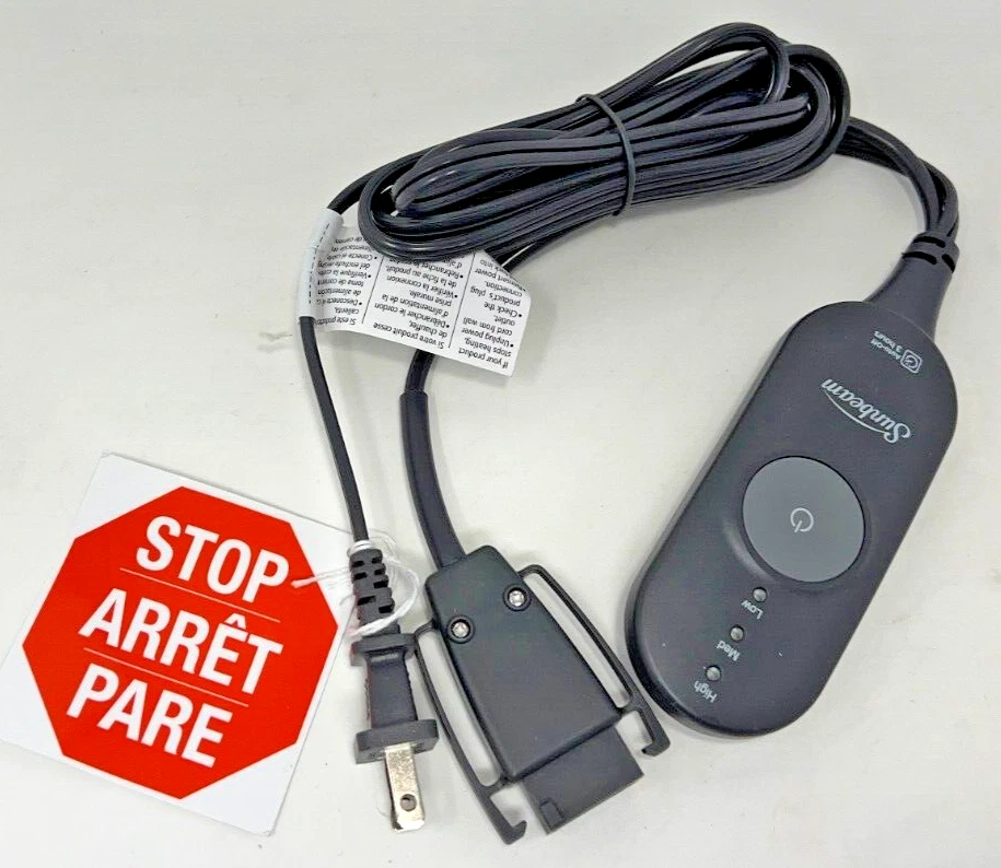 Sunbeam Style AA85 3 Prong Electric Heated Throw Blanket Controller Power  Cord | eBay
