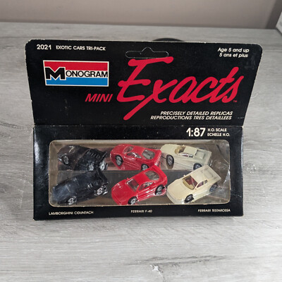 Monogram Mini-Exacts 1:87 Exotic Cars Tri-Pack - New in Worn Package