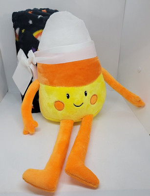 Halloween Goblin and Ghoul -Friend Candy Corn & Throw Blanket 50'' x 60''