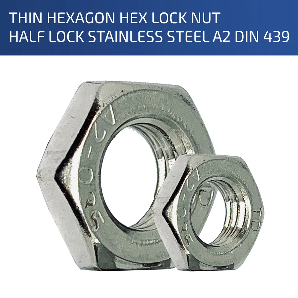 FIXINFASTENERS M10 - 10mm THIN HALF LOCK NUT LOCKING NUTS STAINLESS STEEL DIN 439
