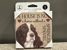 Stone Coaster A HOUSE IS NOT A HOME w/o a Springer Spaniel w/Easel 4&rdquo; USA Made!