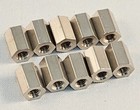 10 Pcs R30-1010802 Harwin Spacer M3 x 8mm Female/Female Brass Nickel Plated