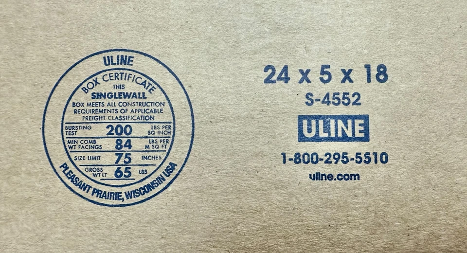 24" x 5" x 18" CARDBOARD BOX - 200lb - ART BOX -  SIDE LOADING - Image 2 of 4