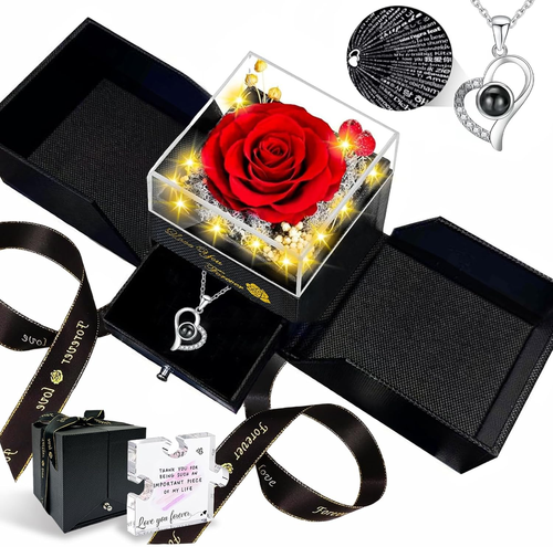 Preserved Real Rose-Eternal Flowers Rose Mothers Day for Mom Women Her Wife Girl