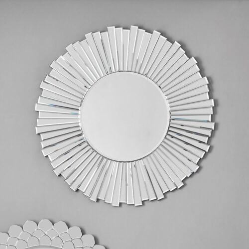 Starburst Wall Mirror Modern Round Wall Mounted Mirror Tile Frame Large Mirror - Picture 1 of 8