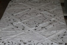 handmade unique art embroidery table cloth decor white color vintage 1,5 meter d