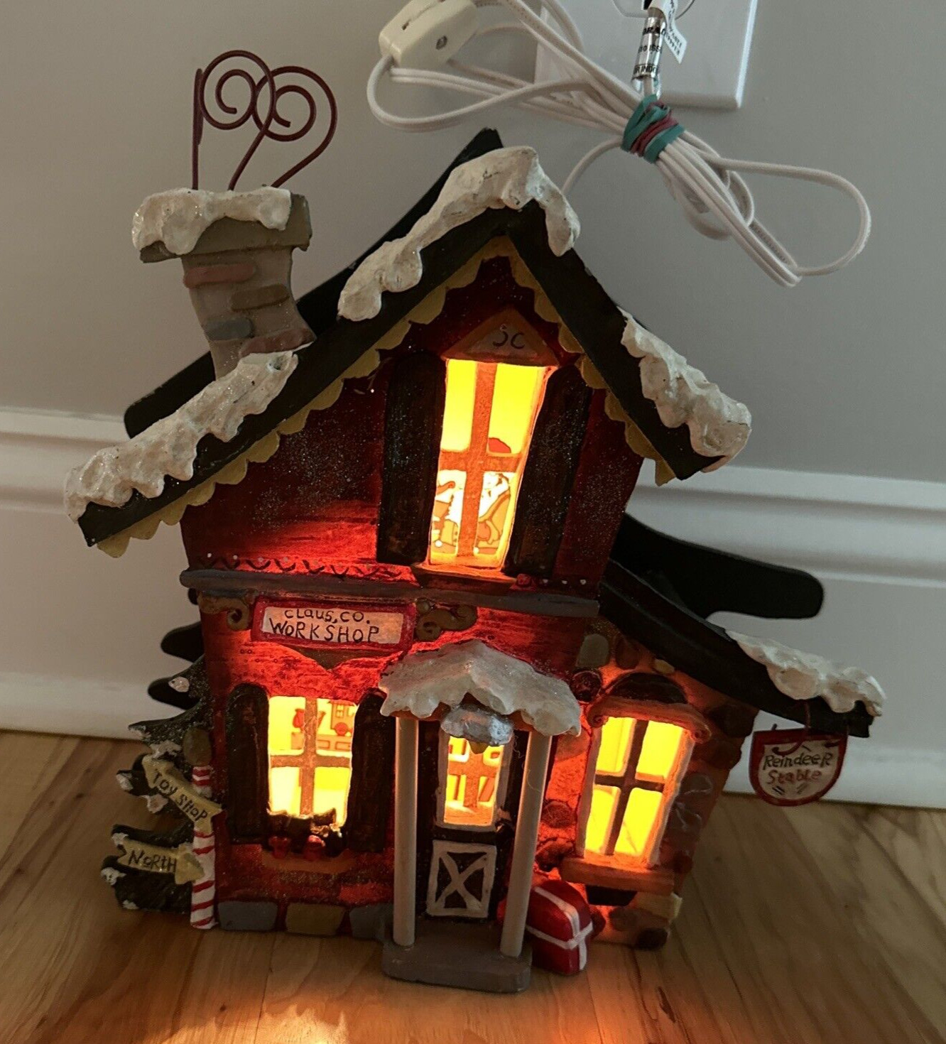 Kurt S Adler Snowtown Village Lighted House Clause Co & Workshop Christmas