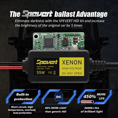 2X 55W H1 H3 H4 H7 H8 H9 H11 9005 9006 HID Xenon Bulbs&Ballasts Replacement Kit - Picture 10 of 24
