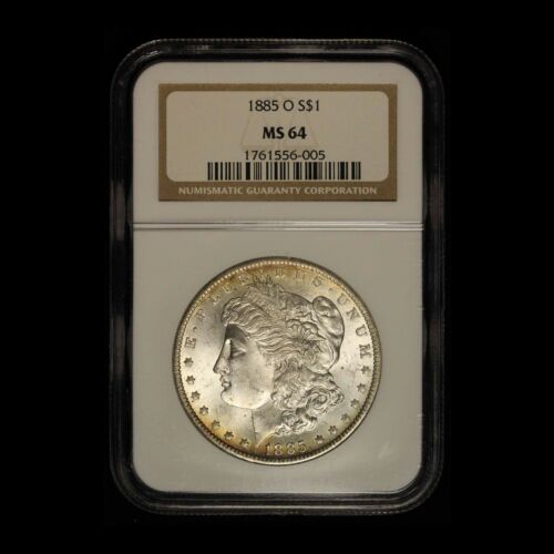 1885-O $ 1 dollar argent Morgan NGC MS64 - ancienne étiquette marron - livraison gratuite États-Unis - Photo 1/3