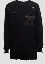 SER.O.YA Men's Devin Distressed Sweater Black Size S