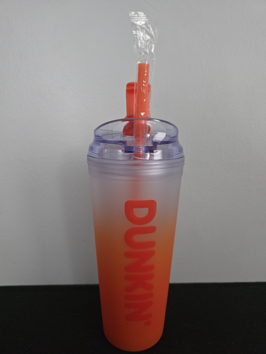 Dunkin Donuts Orange Summer 2024 Ombre Plastic Insulated Tumbler