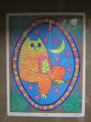vintage Poster 1969 peace The Owl wise Love Inv#G7585
