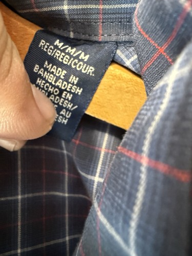 Wrangler Western Shirt Mens Medium Classic Fit Blue Plaid Pearl Snap Cowboy NWT - Picture 5 of 10