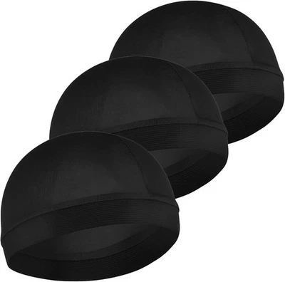 NOGEQI 3 Pcs Silky Bonnet for Men Wave Cap Satin Silk Hair Bonnet for Sleep Elastic