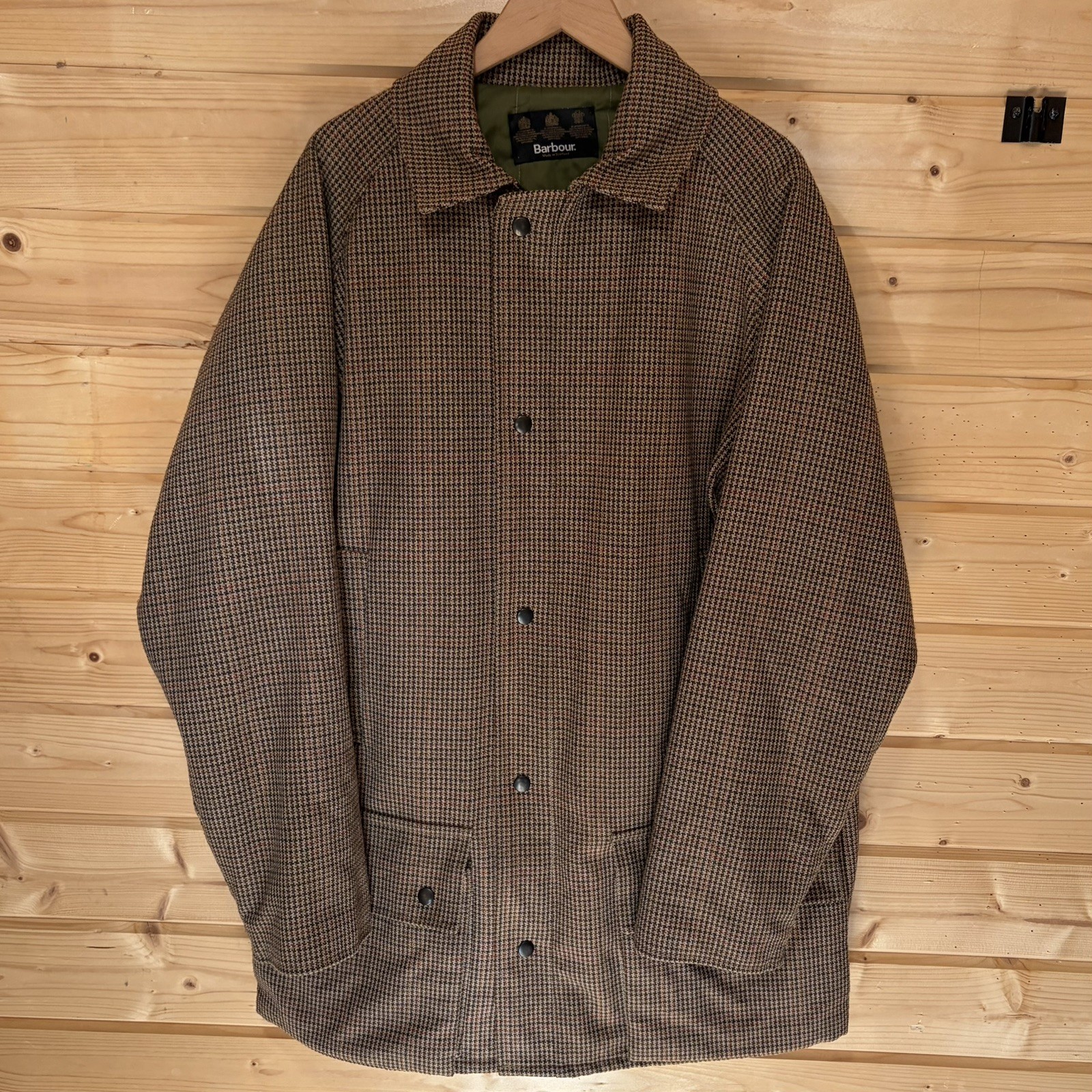 Barbour Tweed Wool Jacket Made In Scotland herringbone Rare Vintage Size XL
