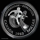 1983 Canada Proof Silver $1 Dollar Edmonton Games w/ Capsule Canadian Elizabeth