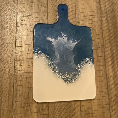Handmade Decorative Cutting Board Epoxy Beach Themed 13x8
