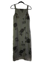 Vintage 90s Slip Dress Womens 8 Dark Floral Flowers Spaghetti USA Whimsigoth