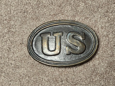US Oval Belt Buckle Vintage Cast Brass Style Civil War Reenactor Replica