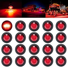 3/4 Inch Trailer Marker LED Lights, Clearance Light Side Front Rear Red, 20Pcs