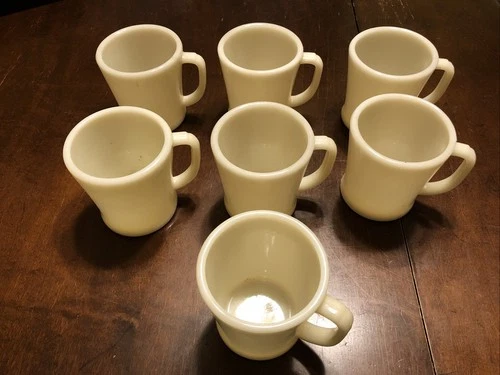 Vintage Fire King Oven Ware Coffee Tea Mug With Handle Cream White Lot Of 7