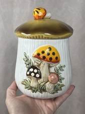 Vintage 1983 Sears Merry Mushroom Ceramic Canister Jar w Lid Made in Japan