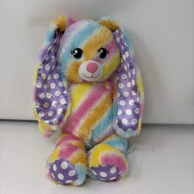 Build A Bear Rainbow Bunny Rabbit  2024 Purple Polka Dot Ears VGU 15 