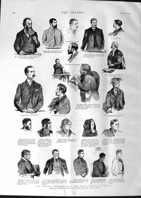 Original Old Antique Print 1888 Parnell Commission Royal Courts Justice Cronin