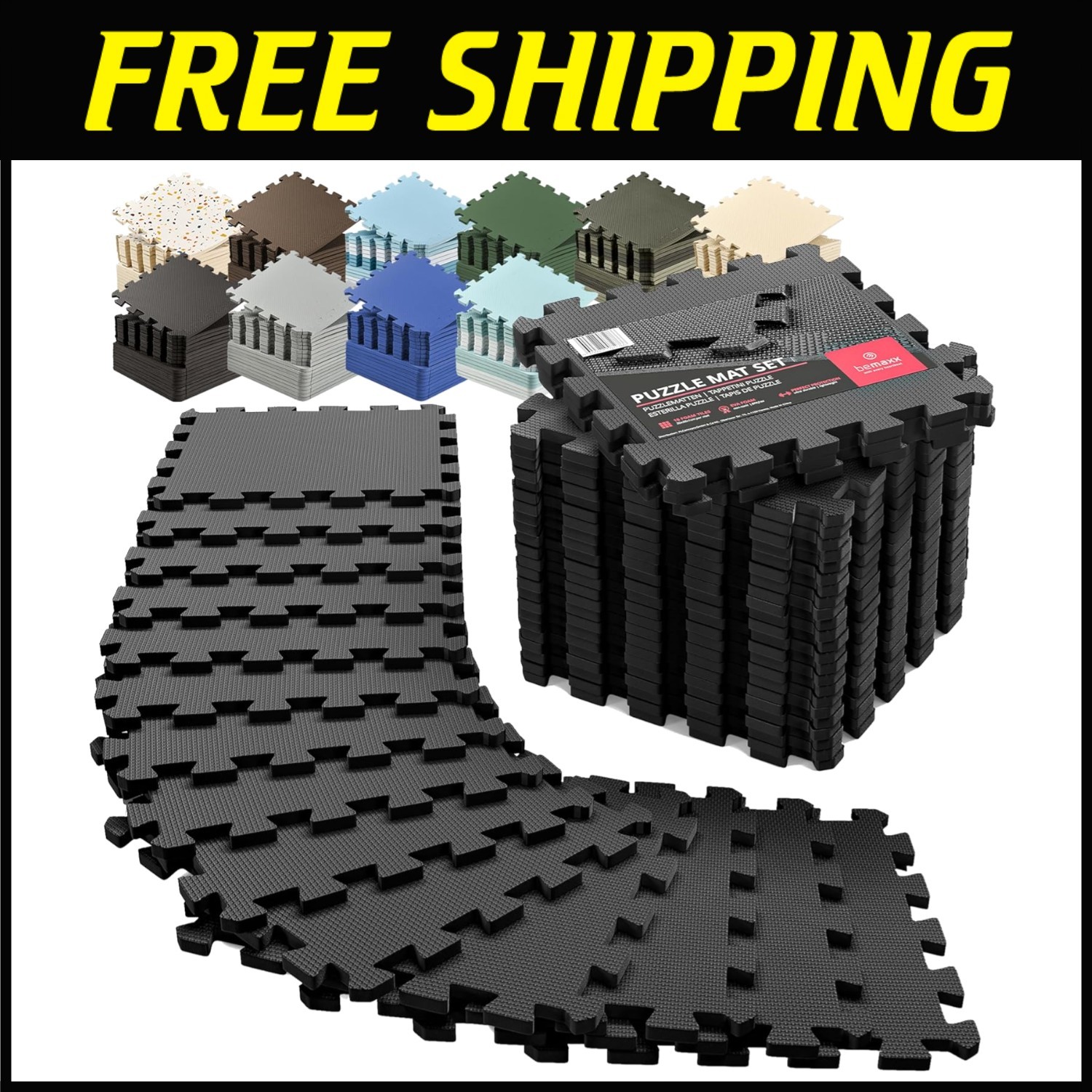 18-Piece Gym Mats Set - Protective Flooring Tiles