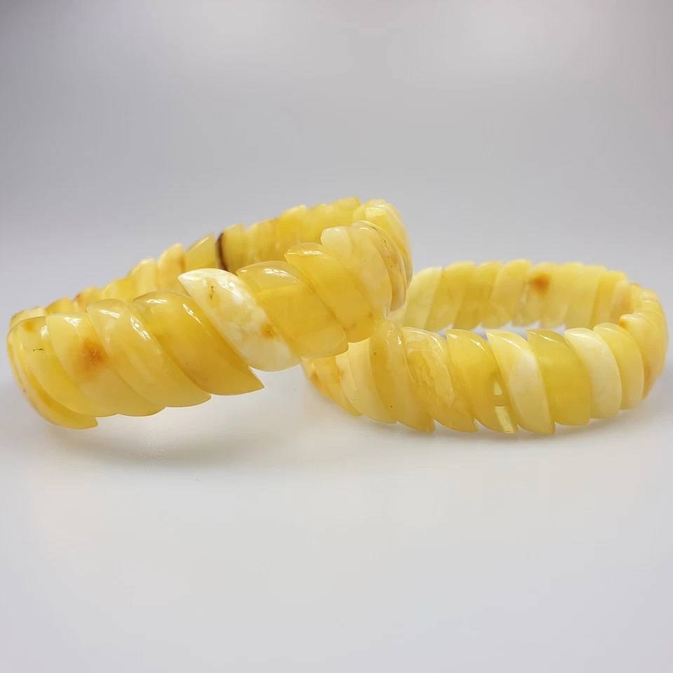 Bracelet d'ambre Perles d'ambre de la Baltique blanches Bracelet de pierres... - Photo 1/4