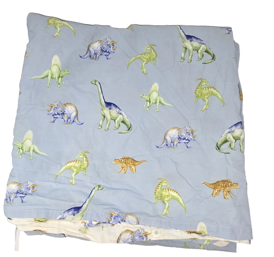 Funda Nórdica Completa Reversible Azul/Blanco Dinosaurios POTTERY BARN KIDS Hecha en Israel Foto 2 de 4
