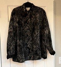 Coldwater Creek Jacket Womens Plus 2X Velvet Mandarin Animal Jacquard
