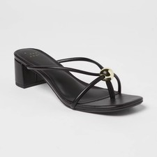 Women  s Pia Ornamented Thong Slide Heels - A New Day