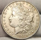 1903 P Morgan Silver Dollar, 90% Silver US Coin, Morg-0343p