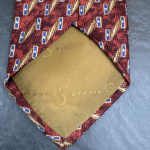 Robert Talbott Studio rote geometrische Herrenkrawatte 100 % Seide 57 x 4 kurze Krawatte - Bild 9 von 12