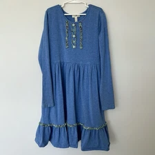 Matilda Jane Girls Caitlin Blue Lap Dress Size 10 Ruffle