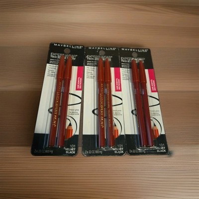 (3) Maybelline Expert Wear Twin Brow Eye Pencil Velvet Black ~ New Free Shipping