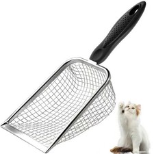 Apidgrowth Cat Litter Scoop - Long Handle Scooper, Rustproof Stainless black
