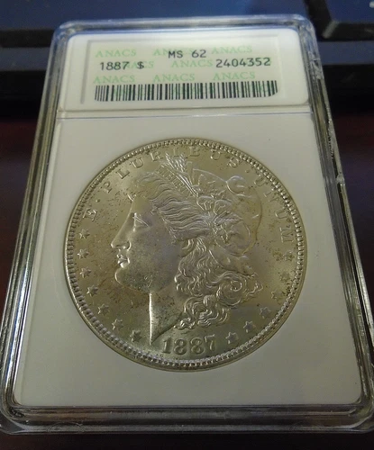 1887 Philadelphia United States Morgan Silver Dollar ANACS MS 62