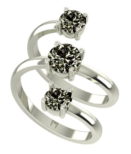 2 Ct Brown Gray Round Cut Real Moissanite Wedding Ring Sterling Silver Size 7